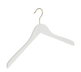 Blouse / shirthanger beukenhout wit gelakt met messinghaak, 41 cm