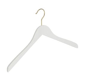 DE KLEDINGHANGER GIGANT Blouse / shirthanger beukenhout wit gelakt met messinghaak, 44 cm