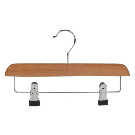 Rok / broekhanger lotushout naturel gelakt met knijpers, 28 cm