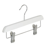 DE KLEDINGHANGER GIGANT Rok / broekhanger lotushout wit gelakt met knijpers, 28 cm