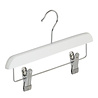 Rok / broekhanger lotushout wit gelakt met knijpers, 28 cm