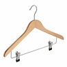 Blouse / shirthanger lotushout naturel gelakt met knijperlat, 44 cm