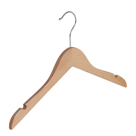Kinderhanger lotushout naturel gelakt met rokinkepingen, 36 cm