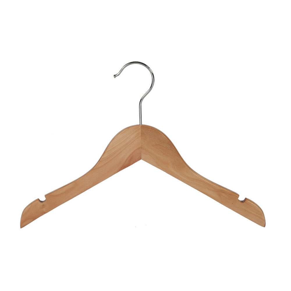 Kinderhanger lotushout naturel gelakt met rokinkepingen, 32 cm