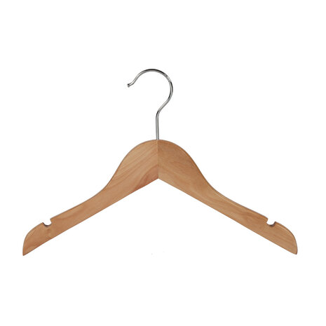 Kinderhanger lotushout naturel gelakt met rokinkepingen, 32 cm