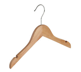 Kinderhanger lotushout naturel gelakt met rokinkepingen, 32 cm