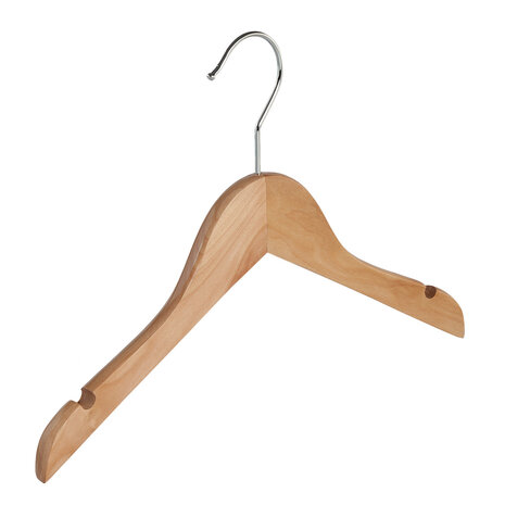 Kinderhanger lotushout naturel gelakt met rokinkepingen, 32 cm