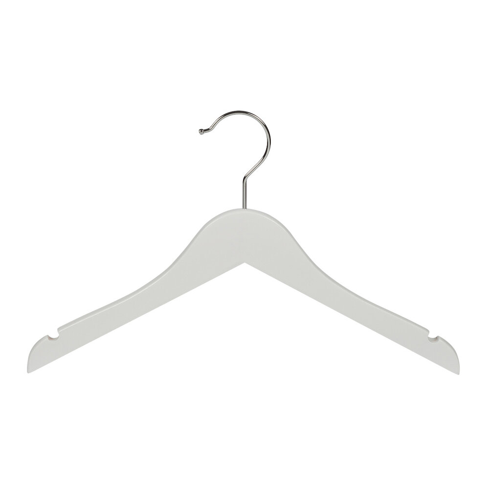 Kinderhanger lotushout wit gelakt met rokinkepingen, 36 cm