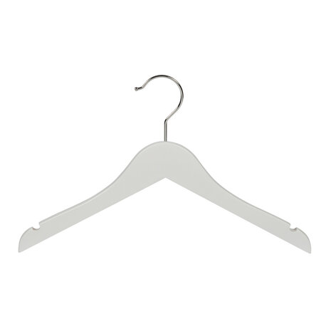 DE KLEDINGHANGER GIGANT Kinderhanger lotushout wit gelakt met rokinkepingen, 36 cm DE KLEDINGHANGER GIGANT Kinderhanger lotushout wit gelakt met rokinkepingen, 36 cm