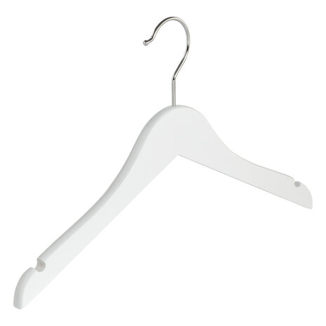 Kinderhanger lotushout wit gelakt met rokinkepingen, 36 cm