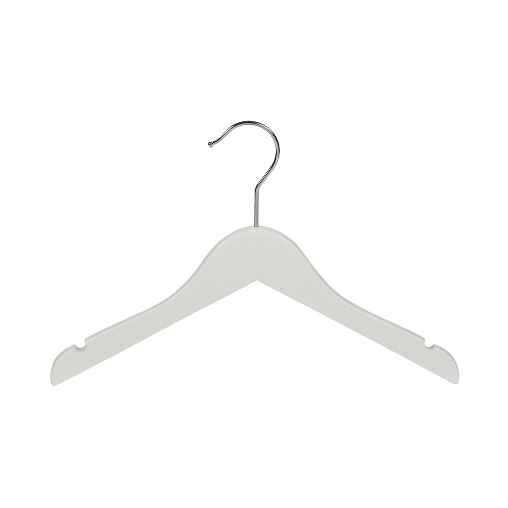 Kinderhanger lotushout wit gelakt met rokinkepingen, 32 cm