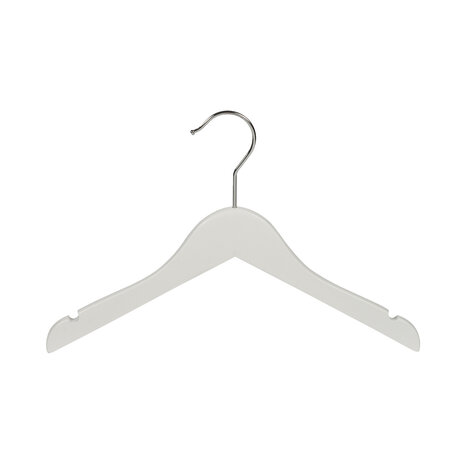 Kinderhanger lotushout wit gelakt met rokinkepingen, 32 cm