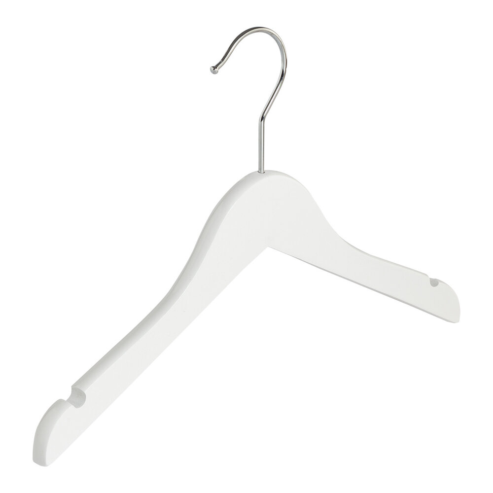 Kinderhanger lotushout wit gelakt met rokinkepingen, 32 cm