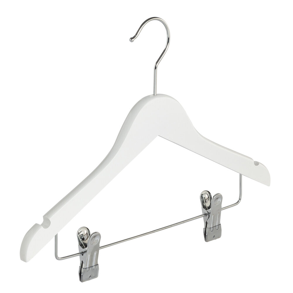 DE KLEDINGHANGER GIGANT Kinderhanger lotushout wit gelakt met rokinkepingen en knijperlat, 34 cm DE KLEDINGHANGER GIGANT Kinderhanger lotushout wit gelakt met rokinkepingen en knijperlat, 34 cm