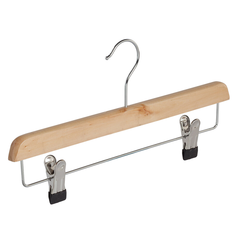DE KLEDINGHANGER GIGANT Rok / broekhanger lotushout naturel gelakt met knijpers, 34 cm