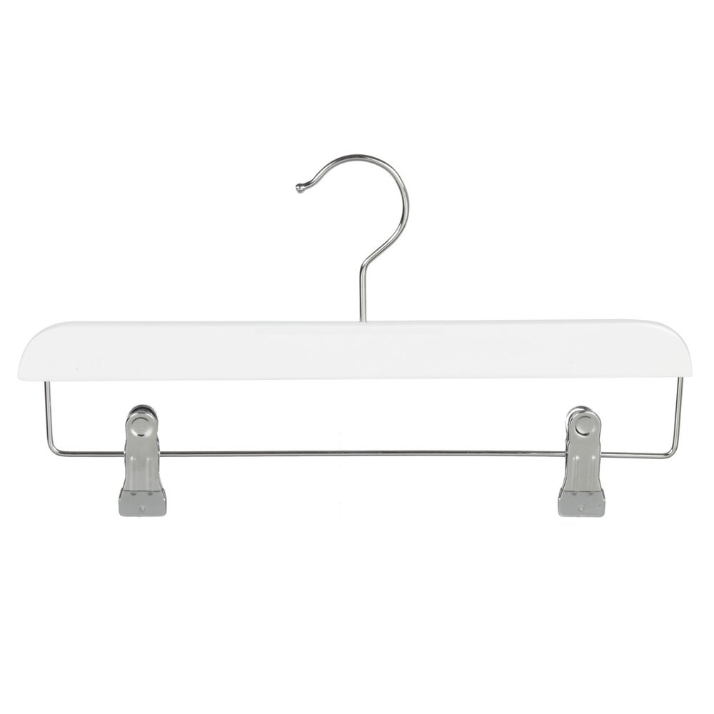 Rok / broekhanger lotushout wit gelakt met knijpers, 34 cm