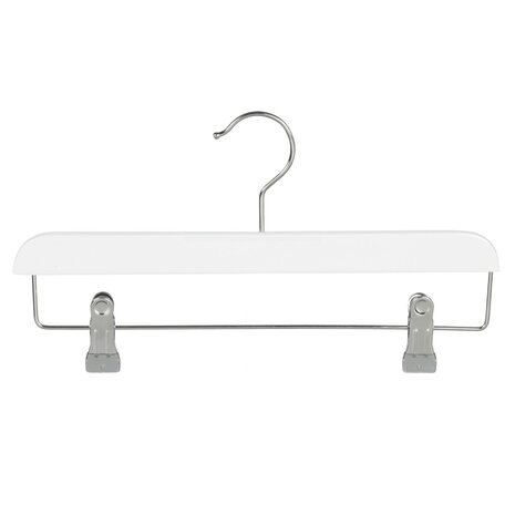 Rok / broekhanger lotushout wit gelakt met knijpers, 34 cm