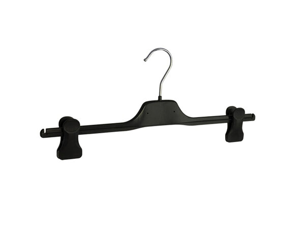 Rok / broekhanger kunststof zwart met knijpers, 40 cm