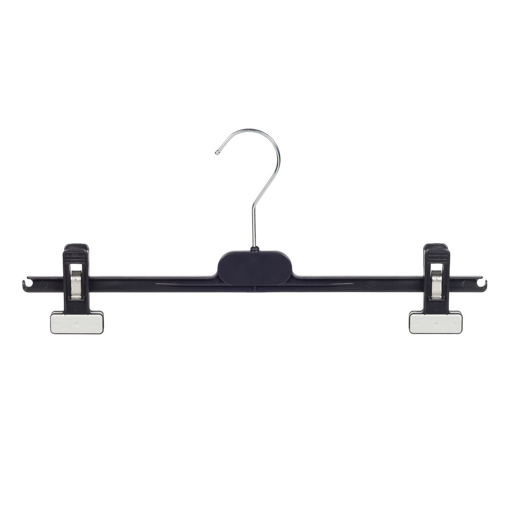 Rok / broekhanger kunststof zwart met knijpers, 28 cm