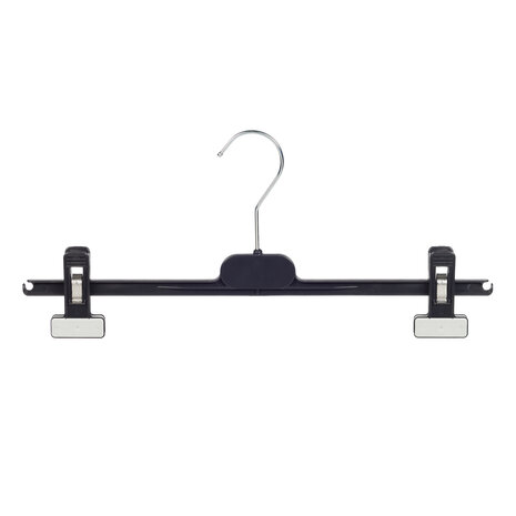 Mainetti Rok / broekhanger kunststof zwart met knijpers, 36 cm Mainetti Rok / broekhanger kunststof zwart met knijpers, 36 cm