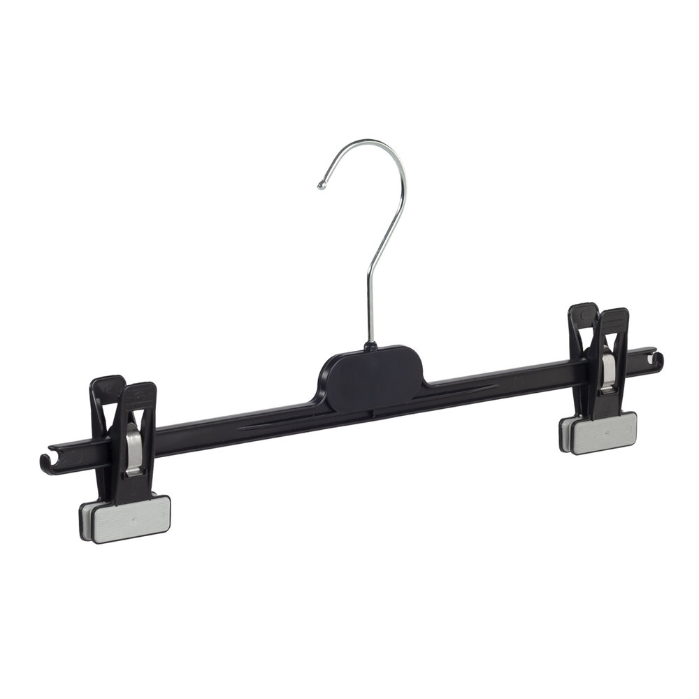 Mainetti Rok / broekhanger kunststof zwart met knijpers, 46 cm Mainetti Rok / broekhanger kunststof zwart met knijpers, 46 cm