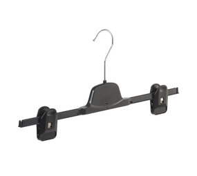 Rok / broekhanger kunststof zwart met knijpers, 46 cm