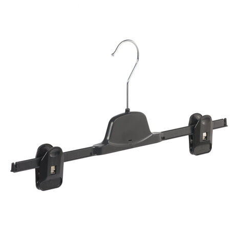 Rok / broekhanger kunststof zwart met knijpers, 46 cm