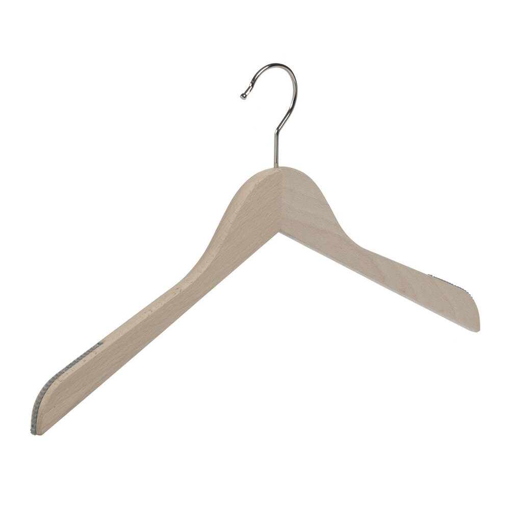 Blouse / shirthanger beukenhout naturel ongelakt met anti-slip op schouders, 44 cm