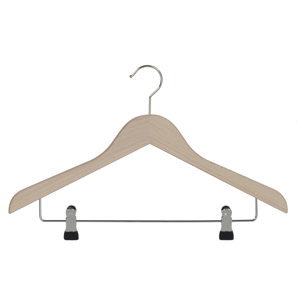 Blouse / shirthanger beukenhout naturel ongelakt met knijperlat, 44 cm