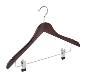 Blouse / shirthanger beukenhout wenge gebeitst met rokinkepingen en knijperlat, 38 cm Blouse / shirthanger beukenhout wenge gebeitst met rokinkepingen en knijperlat, 38 cm