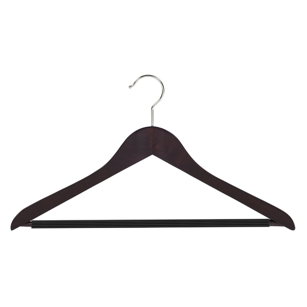 Blouse / shirthanger beukenhout wenge gebeitst met anti-slip broeklat, 41 cm Blouse / shirthanger beukenhout wenge gebeitst met anti-slip broeklat, 41 cm