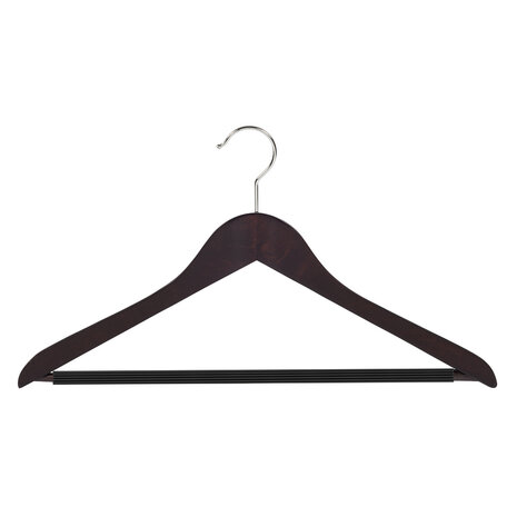 Blouse / shirthanger beukenhout wenge gebeitst met anti-slip broeklat, 41 cm Blouse / shirthanger beukenhout wenge gebeitst met anti-slip broeklat, 41 cm
