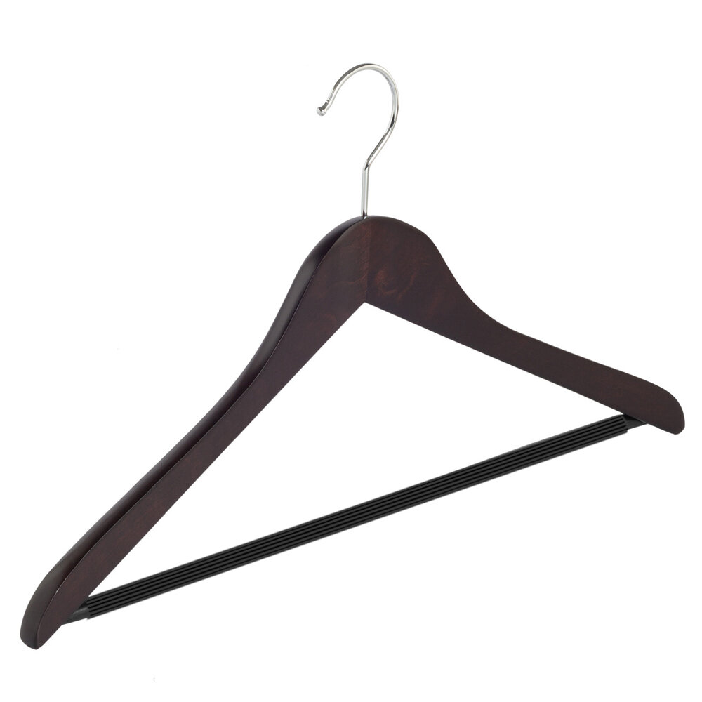 Blouse / shirthanger beukenhout wenge gebeitst met anti-slip broeklat, 41 cm Blouse / shirthanger beukenhout wenge gebeitst met anti-slip broeklat, 41 cm
