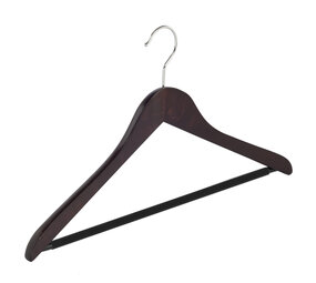 Blouse / shirthanger beukenhout wenge gebeitst met anti-slip broeklat, 41 cm Blouse / shirthanger beukenhout wenge gebeitst met anti-slip broeklat, 41 cm