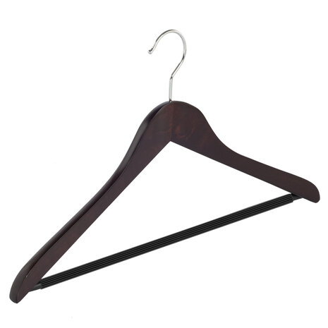Blouse / shirthanger beukenhout wenge gebeitst met anti-slip broeklat, 41 cm Blouse / shirthanger beukenhout wenge gebeitst met anti-slip broeklat, 41 cm