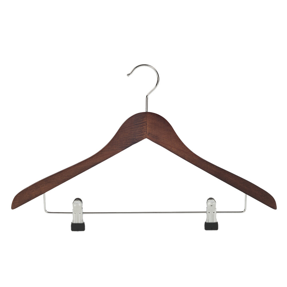 Blouse / shirthanger beukenhout walnoten gebeitst met knijperlat, 44 cm Blouse / shirthanger beukenhout walnoten gebeitst met knijperlat, 44 cm