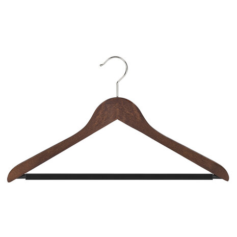 Blouse / shirthanger beukenhout walnoten gebeitst met anti-slip broeklat, 44 cm Blouse / shirthanger beukenhout walnoten gebeitst met anti-slip broeklat, 44 cm