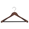 Mantel / kostuumhanger beukenhout walnoten gebeitst met schouderverbreding en anti-slip broeklat, 41 cm Mantel / kostuumhanger beukenhout walnoten gebeitst met schouderverbreding en anti-slip broeklat, 41 cm