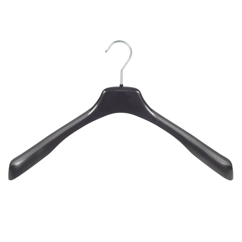 Mantel / kostuumhanger kunststof zwart met schouderverbreding, 50 cm Mantel / kostuumhanger kunststof zwart met schouderverbreding, 50 cm