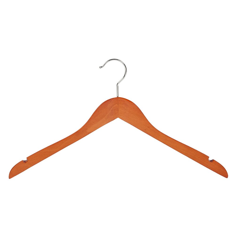 Blouse / shirthanger beukenhout kersen gebeitst met rokinkepingen, 44 cm Blouse / shirthanger beukenhout kersen gebeitst met rokinkepingen, 44 cm