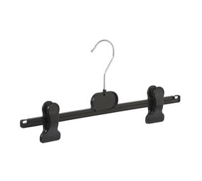Rok / broekhanger kunststof zwart met knijpers, 46 cm Rok / broekhanger kunststof zwart met knijpers, 46 cm
