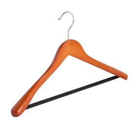 Mantel / kostuumhanger beukenhout kersen gebeitst met schouderverbreding en anti-slip broeklat, 41 cm Mantel / kostuumhanger beukenhout kersen gebeitst met schouderverbreding en anti-slip broeklat, 41 cm