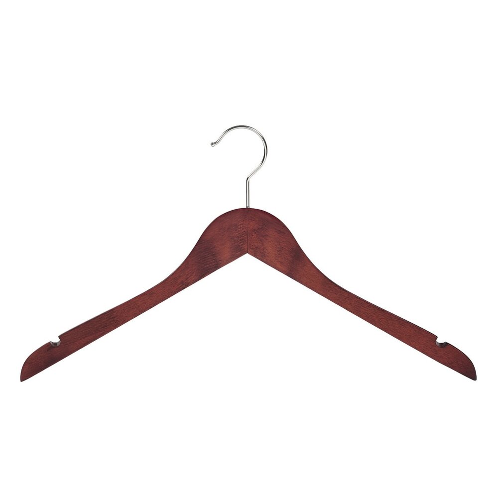 De Kledinghanger Gigant Blouse / shirthanger beukenhout mahonie gebeitst met rokinkepingen, 41 cm