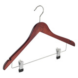 De Kledinghanger Gigant Blouse / shirthanger beukenhout mahonie gebeitst met rokinkepingen en knijperlat, 44 cm De Kledinghanger Gigant Blouse / shirthanger beukenhout mahonie gebeitst met rokinkepingen en knijperlat, 44 cm