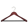 Mantel / kostuumhanger beukenhout mahonie gebeitst met schouderverbreding en anti-slip broeklat, 44 cm