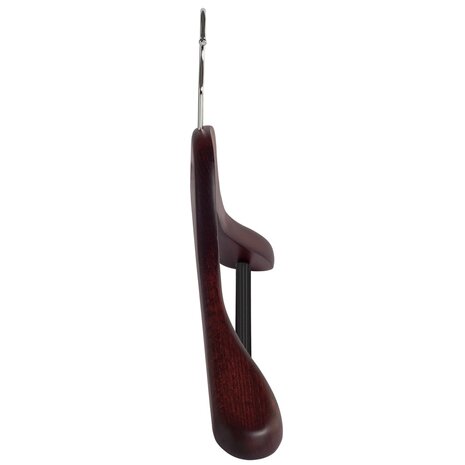 Mantel / kostuumhanger beukenhout mahonie gebeitst met schouderverbreding en anti-slip broeklat, 44 cm