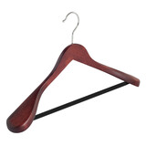 De Kledinghanger Gigant Mantel / kostuumhanger beukenhout mahonie gebeitst met schouderverbreding en anti-slip broeklat, 41 cm