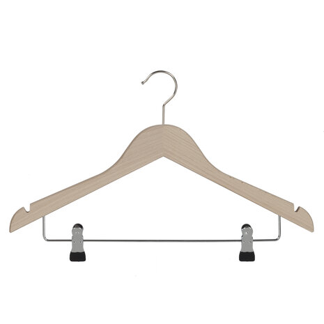 De Kledinghanger Gigant Blouse / shirthanger beukenhout naturel ongelakt met rokinkepingen en knijperlat, 44 cm