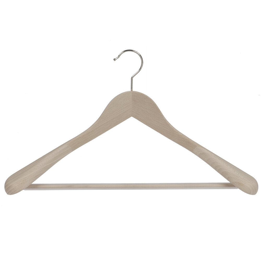 De Kledinghanger Gigant Mantel / kostuumhanger beukenhout naturel ongelakt met schouderverbreding en anti-slip broeklat, 44 cm De Kledinghanger Gigant Mantel / kostuumhanger beukenhout naturel ongelakt met schouderverbreding en anti-slip broeklat, 44 cm