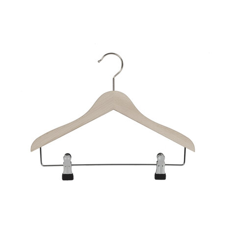 De Kledinghanger Gigant Kinderhanger beukenhout naturel ongelakt met knijperlat, 25 cm De Kledinghanger Gigant Kinderhanger beukenhout naturel ongelakt met knijperlat, 25 cm